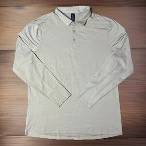 Lululemon Evolution Polo Shirt Mens XL Beige Long Sleeve Slim Fit Stretch Golf